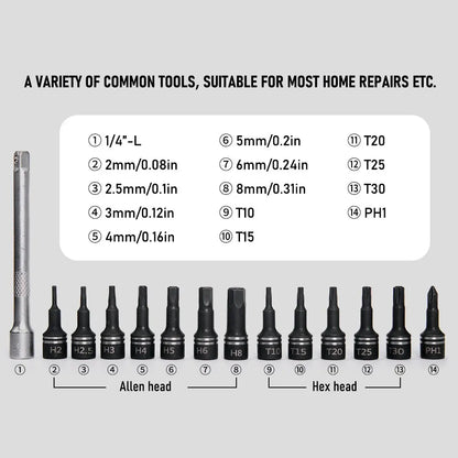 ThinkRider Professional NL-15 PRO Bicycle Bike Torque Wrench 2-20N·m Allen Key Tool Socket Spanner Set Kit-EXPROTAS