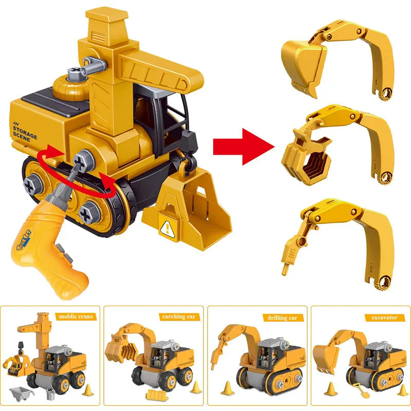 Kids Engineering Vehicle Electric Drill Tool Toys Match Children Educational Assembled Sets Tools For Boys Nut Building Gift-EXPROTAS