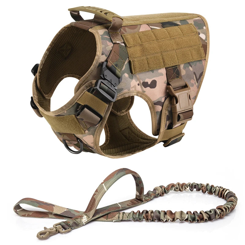 Tactical Military Vest Dog Harness & Leash Set for German Shepherds All Breeds