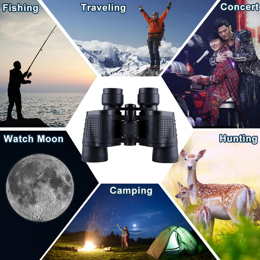 80x80 HD Binoculars High Magnification Portable Hunting Camping Outdoor Optics