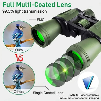 20x50 Binoculars FMC Coated BAK4 Prism IPX4 Waterproof Camping Hunting Hiking