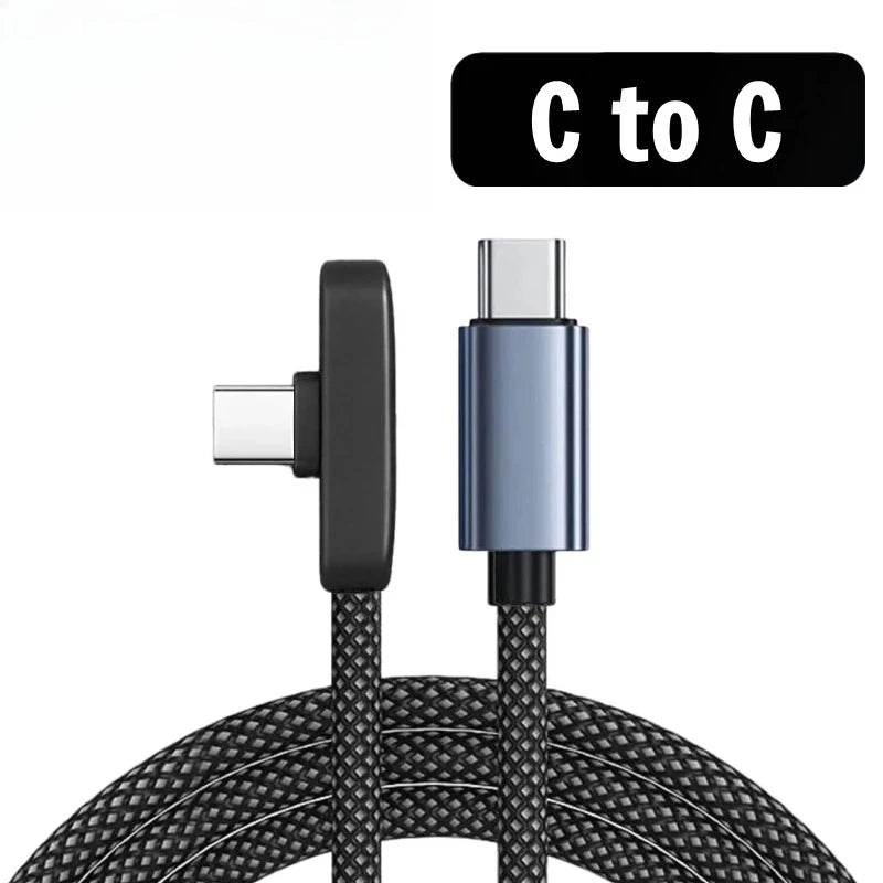 USB Type Cable 100W Fast Charging 90 Degree Right Angle Data Lead