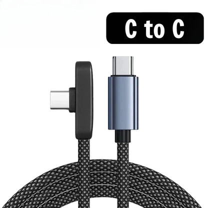 USB Type Cable 100W Fast Charging 90 Degree Right Angle Data Lead