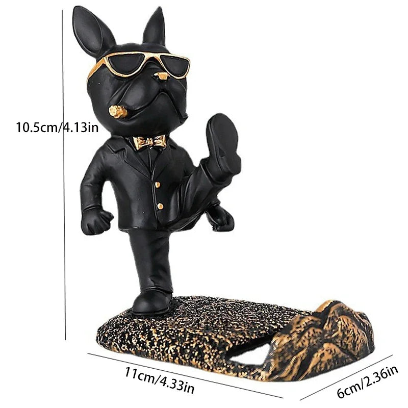 French Bulldog Phone Holder Cute Dog Statue Figurine Home Office Desk Decor