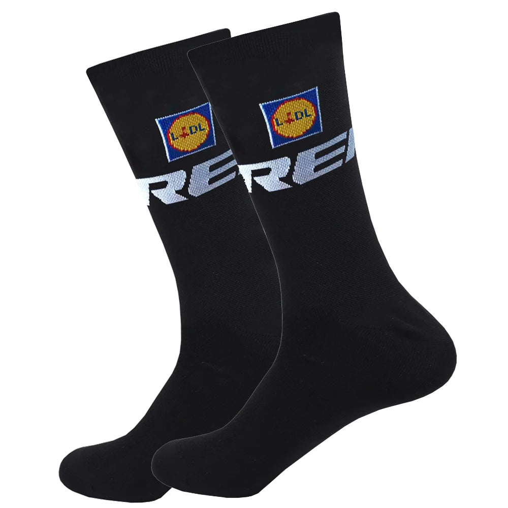 White UAE Cycling Socks FDJ Team Mesh Compression Non-Slip MTB Running