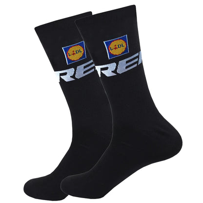 White UAE Cycling Socks FDJ Team Mesh Compression Non-Slip MTB Running