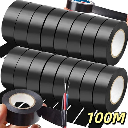 Black Electrical Tape 100M Insulation PVC Soft Rubber Adhesive High Temperature