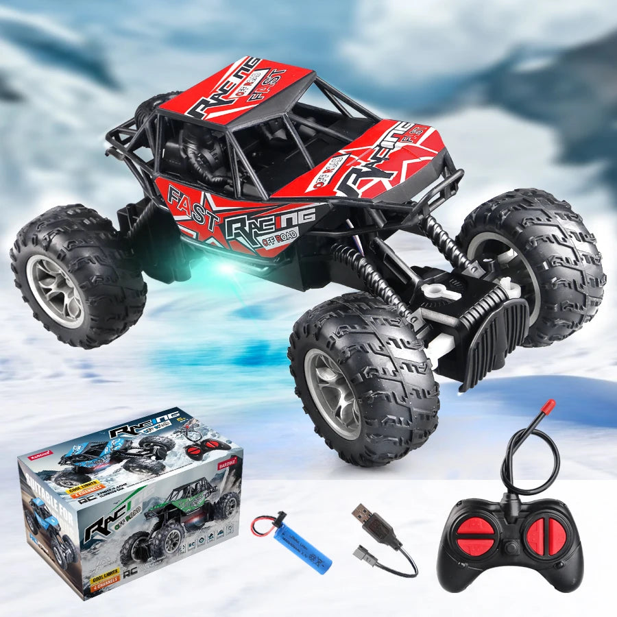 Anti-slip Rubber Tire Remote Control Car with Lights Outdoor Off-Road Toy