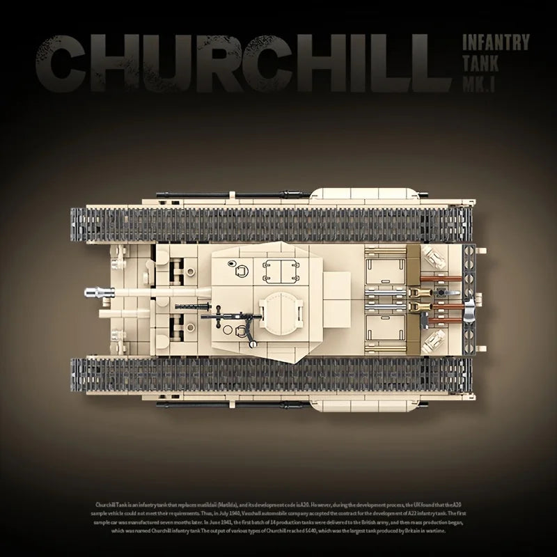 WW2 British Churchill Infantry Tank Building Blocks Military Brick Toy Set