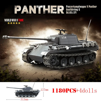 WW2 German Panther Medium Tank Building Blocks Military Brick Model Toy Set