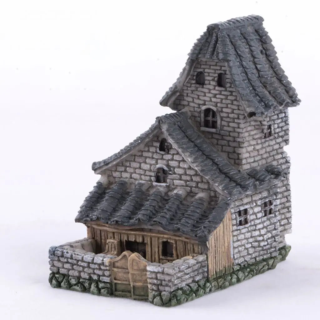 1PCS Mini House Model Resin Ornament for Garden Landscaping Decor