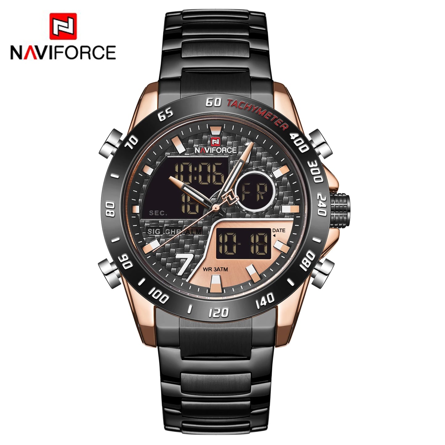 NAVIFORCE Men's Digital Sport Watch | LED Quartz Waterproof Luminous Military Style