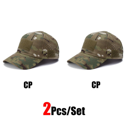 2Pcs Camouflage Baseball Cap Breathable Sun Hat Outdoor Hunting Fishing