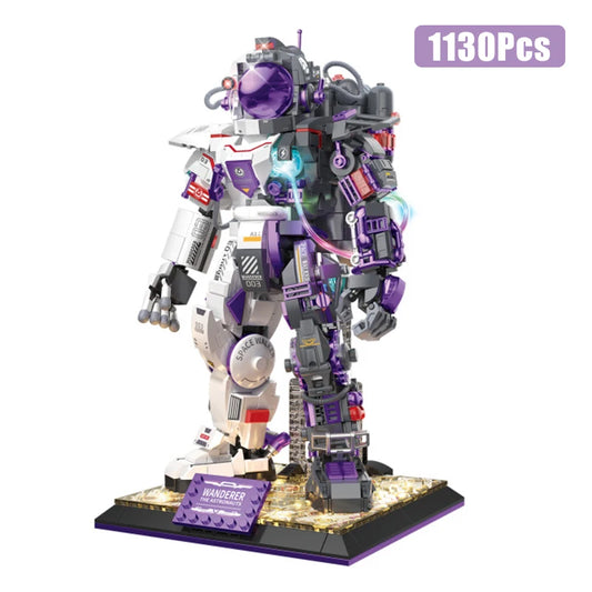 City Purple Space Astronaut Robot Model Building Blocks Aerospace Spaceman Mecha With Lights MOC Bricks Education Toys Kids Gift-EXPROTAS