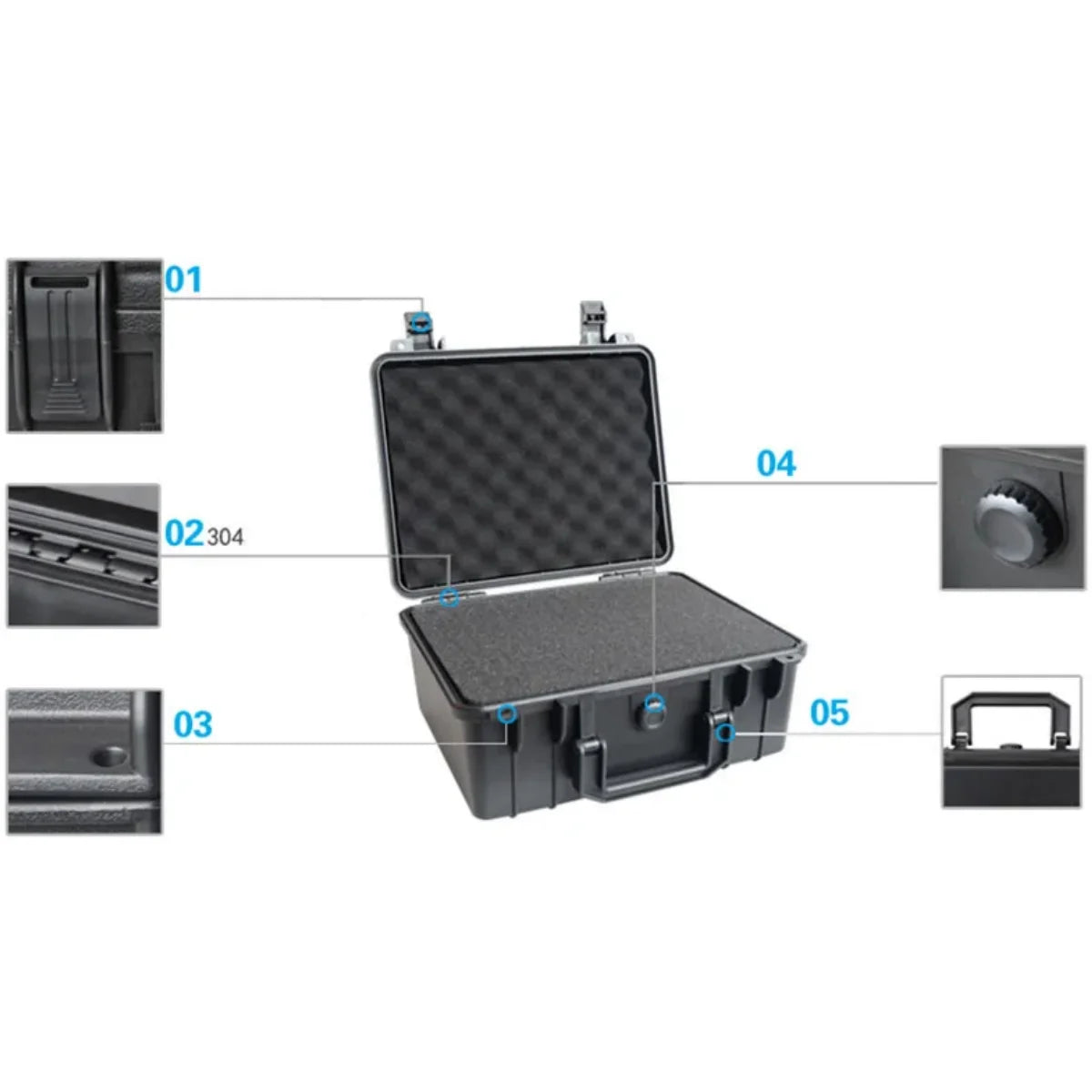 Waterproof Impact-Resistant Hard Toolbox, Portable Organizer for Hardware Tools & Instruments