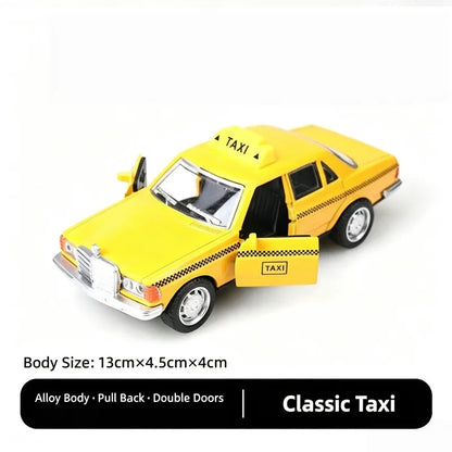 Retro Alloy Car Model 1/36 Scale Police Taxi Die-Cast Toy Vehicle