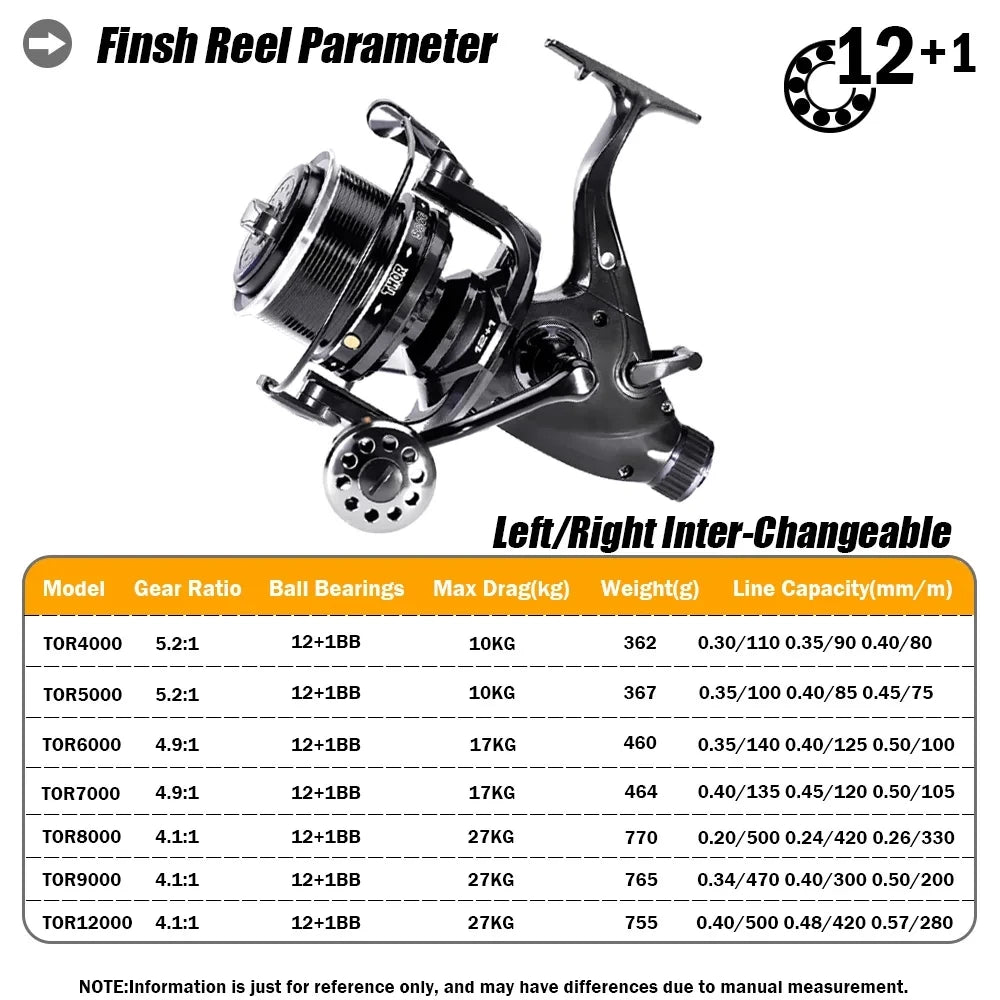 Carp Fishing Spinning Reel 27kg Drag 12+1BB Saltwater Freshwater