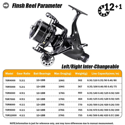 Carp Fishing Spinning Reel 27kg Drag 12+1BB Saltwater Freshwater