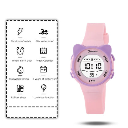 UTHAI C16 Kids Meow Star Watch Boys Girls Waterproof Alarm Electronic Wristwatch