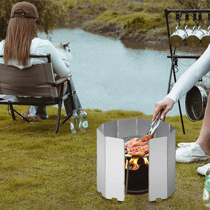 Camping Stove Wind Shield Foldable Gas Cooker Outdoor Alloy Windscreen