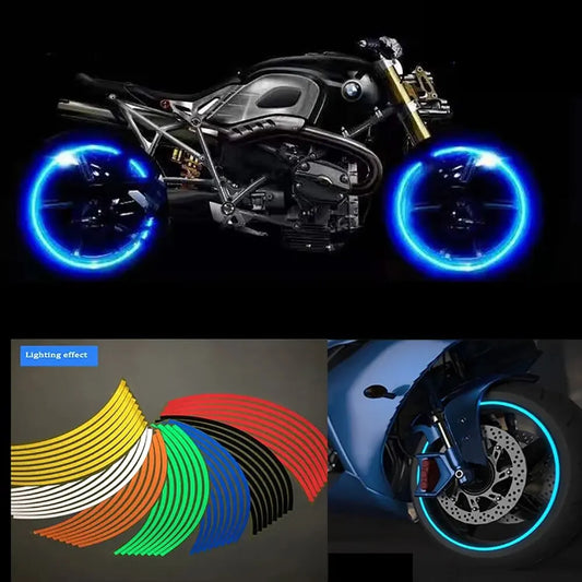 1set of 16pcs Wheel Sticker Reflective Rim Stripe Tape Bike Motorcycle Stickers For Honda For Kawasaki Z750 Z800 For YAMAHA MT07-EXPROTAS