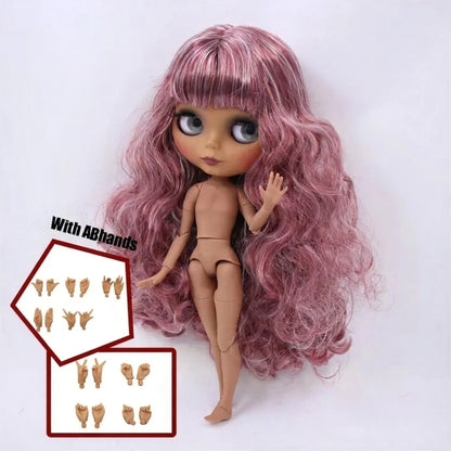 ICY DBS Blythe Doll Black Skin Joint Body Colourful Hair 1/6 BJD Dress Up