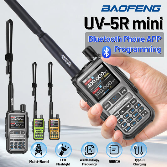Baofeng Walkie Talkie UV-5R Mini Dual Band Bluetooth Long Range Radio