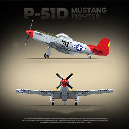WW2 P-51 Mustang Fighter Plane Building Blocks Aircraft Brick Model Toy Set