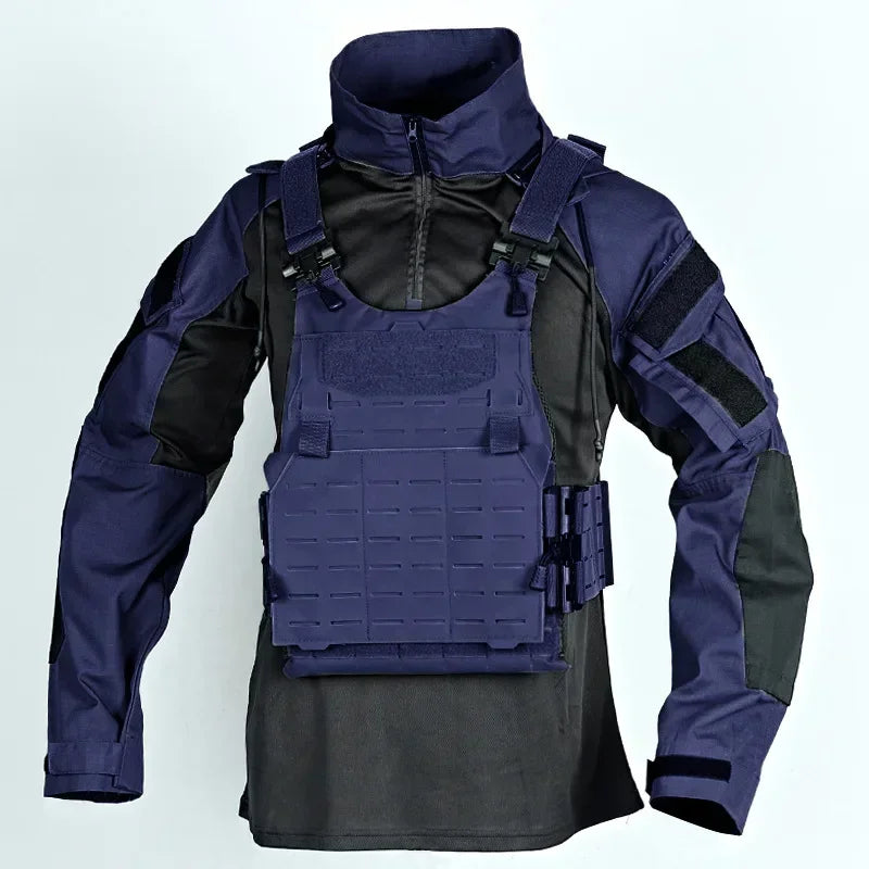 Tactical Combat Shirt 1/4 Zip Long Sleeve Men Camo Cotton Ripstop Military Top