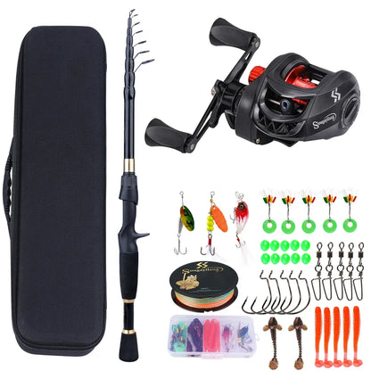 1.8-2.4m Telescopic Rod Reel Set Sougayilang 7.2:1 Freshwater Fishing Kit