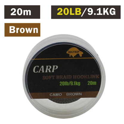 20m Carp Soft Hooklink Braid Line 15/25/35lb Uncoated Hair Rig Tackle