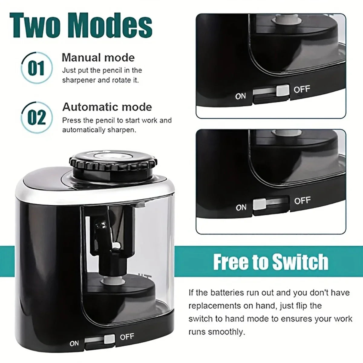 Desktop Automatic Pencil Sharpener Electric for 6-8mm Pencils School Office