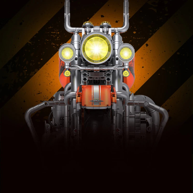 1:5 Classic Cruiser Motorcycle Building Blocks 2392pcs DIY Engineering Model Toy Gift