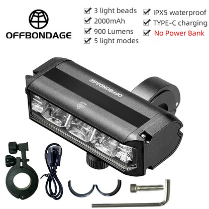 Offbondage Bicycle Light Front LED USB Rechargeable MTB Mountain Lamp