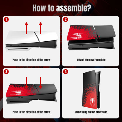 Premium ABS Replacement Shell Accessories for PS5 Slim Protective Cover Hard Faceplate Fit for Playstation 5 Slim Spider Version-EXPROTAS