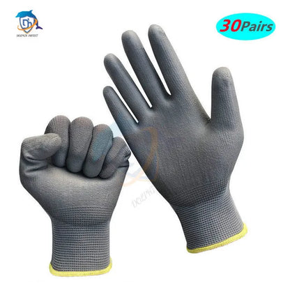 10-50 Pairs Safety Work Gloves PU Coated Nylon Gardening Builders Grip