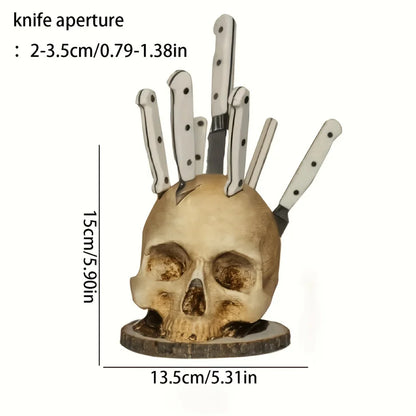 Kitchen Knives Holder Skull Resin Stand Horror Decor Storage Rack