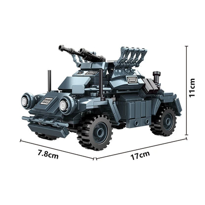 WW2 German 222 Armoured Vehicle Building Blocks Tank Brick Toy Set