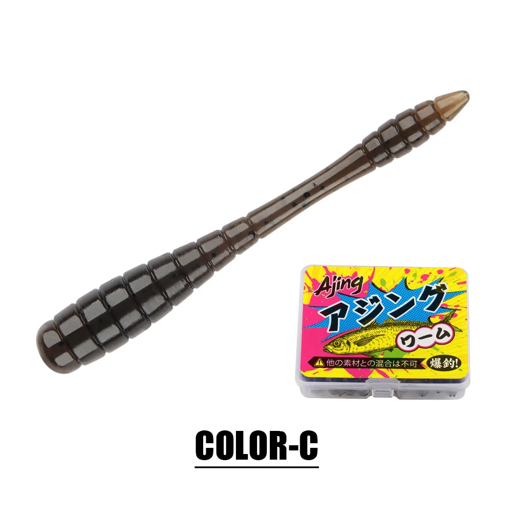 Ajing Soft Fishing Lure TPR Glow Worm Rockfish Bass Bait 20Pcs Set