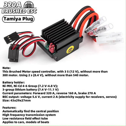 1/10 RC Brushed Motor ESC Combo 320A 540 for Axial SCX10 TRX6 Parts