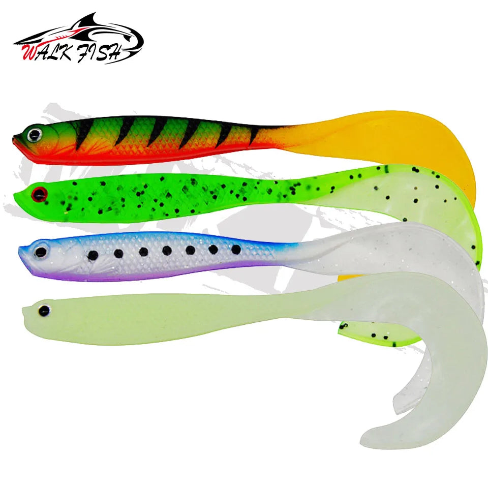 4PCS Fishing Lure Jigging Soft Baits 12.5cm 5.5g Hooks for Bass Pike