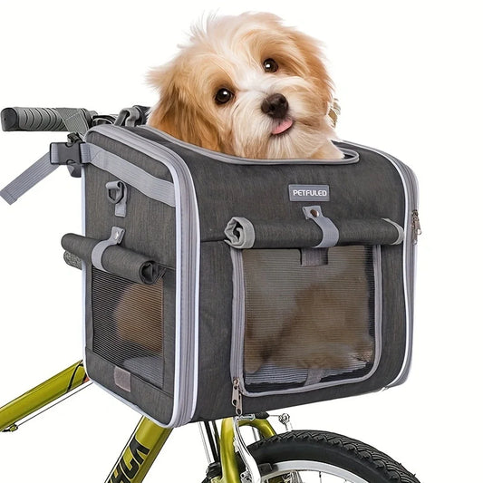 Dog Cat Bike Basket Expandable Pet Carrier Backpack 4-Door Foldable Bike Carrier