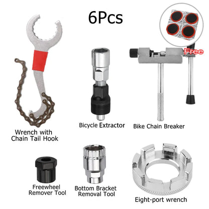 Bike Repair Tool Kit Chain Breaker Crank Puller Flywheel Remover Wrench
