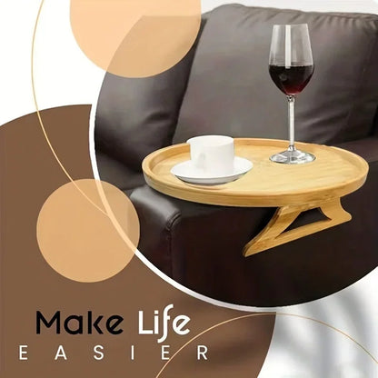 Foldable Wooden Sofa Tray Armrest Table Couch Snack Holder Living Room