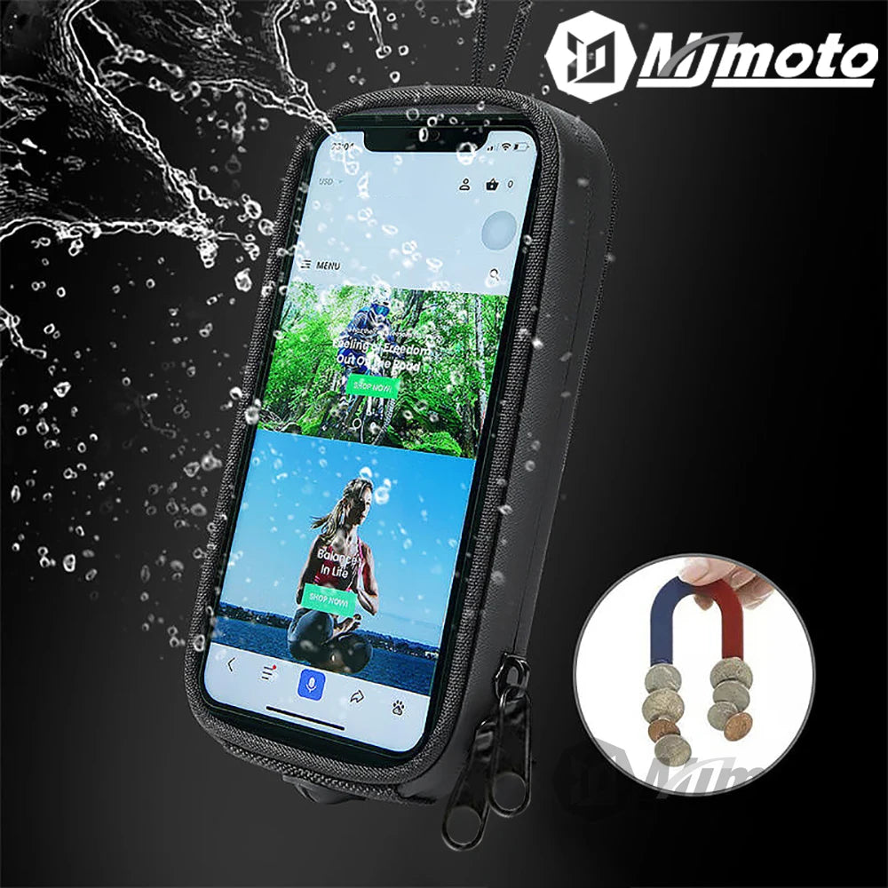 Motorcycle Magnetic Fuel Tank Bag Clear Phone Holder Waterproof Seat Pouch