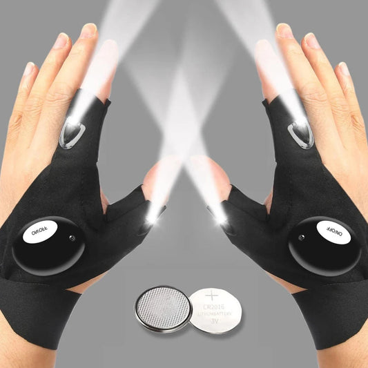 LED Half Finger Gloves | Waterproof Outdoor Cycling Flashlight Gloves for Men