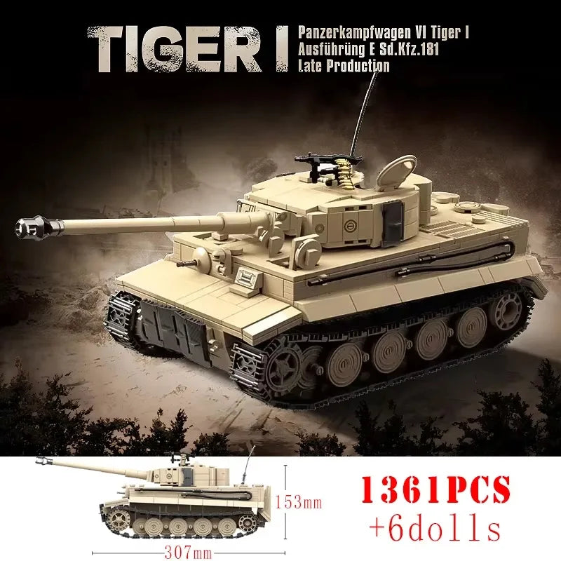 WW2 German Tiger I Heavy Tank Building Blocks Military Brick Model Toy Set