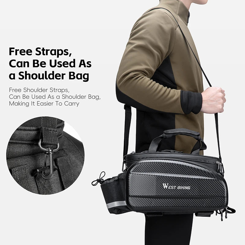 Bicycle Rear Bag Hard Shell Expandable Pannier Rack Carrier for MTB