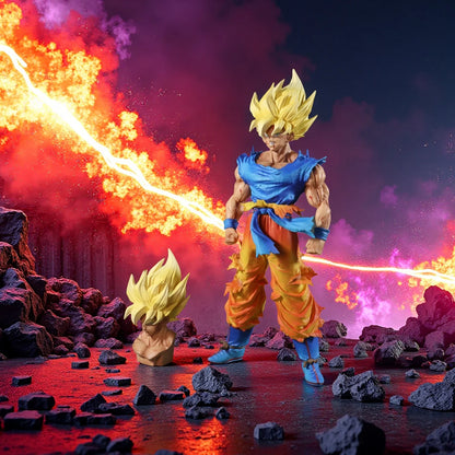 27cm Dragon Ball Z Goku Figure Super Saiyan PVC Model with Interchangeable Head Gift