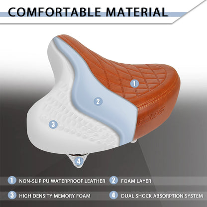BUCKLOS Oversized Bike Saddle Ergonomic Wide Soft Shock-Absorbing Comfort Seat